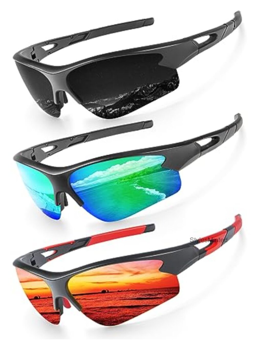 Polarized Sports Sunglasses UV Protection Wraparound Baseball Softball